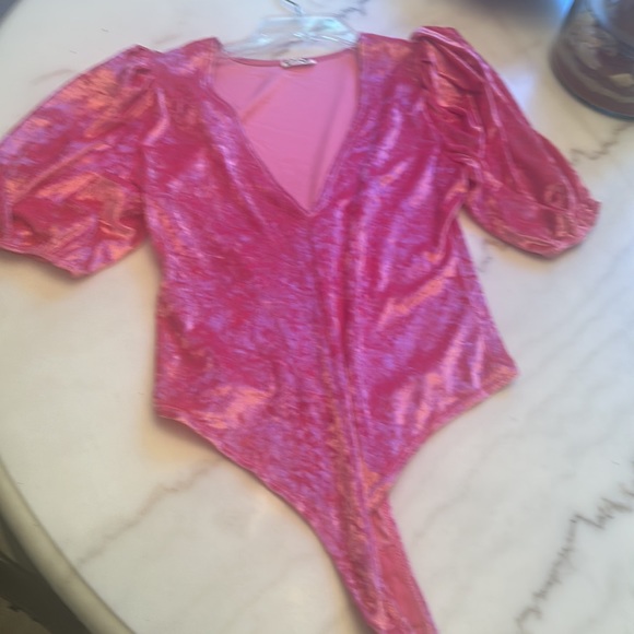 Free People Tops - NWOT Free People Shimmering Pink Bodysuit